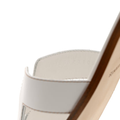 Hermes Box Calfskin Oran Sandals 37.5 White 6 of 10