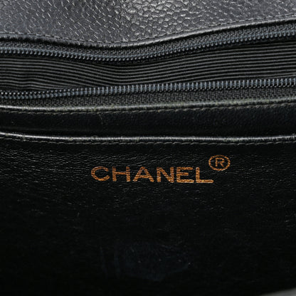 Chanel Caviar Chevron Quilted Jumbo Single Flap Black 6 of 11