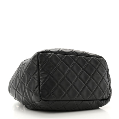 Chanel Lambskin Quilted CC Chain Bucket Drawstring Bag Black 4 of 11