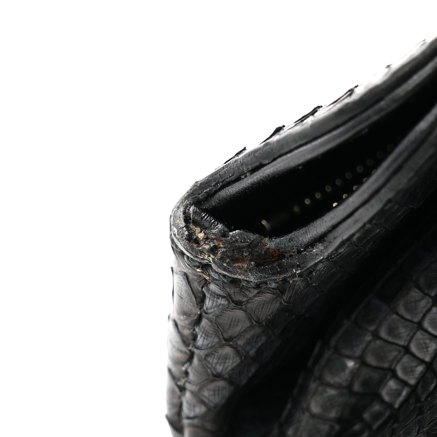 Gucci Snakeskin Bamboo Croisette Clutch Black Blue 10 of 10