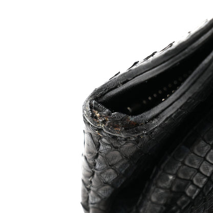 Gucci Snakeskin Bamboo Croisette Clutch Black Blue 10 of 10