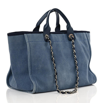 Chanel Canvas Sequin Medium Deauville Tote Navy 3 of 19