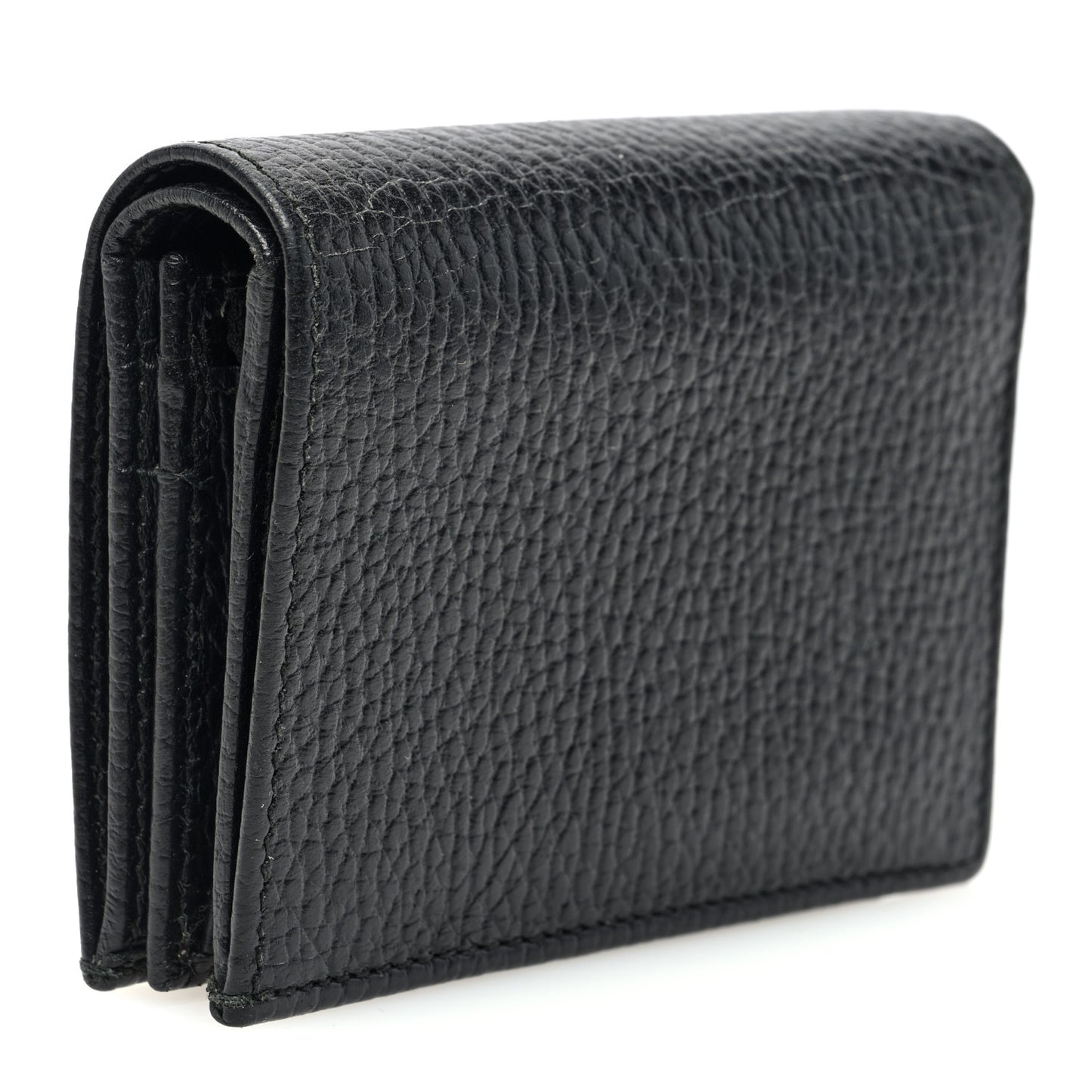 Dollar Calfskin Enamel Monochrome GG Marmont Card Case Black