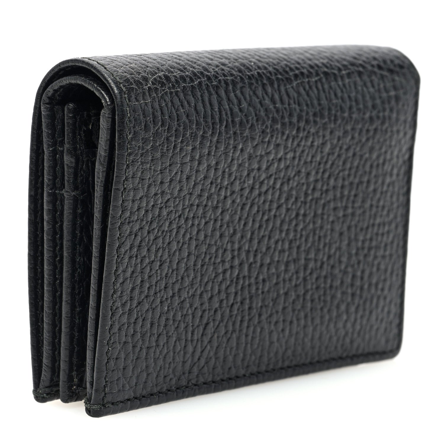 Gucci Dollar Calfskin Enamel Monochrome GG Marmont Card Case Black 3 of 7