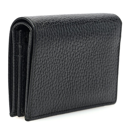 Gucci Dollar Calfskin Enamel Monochrome GG Marmont Card Case Black 3 of 7