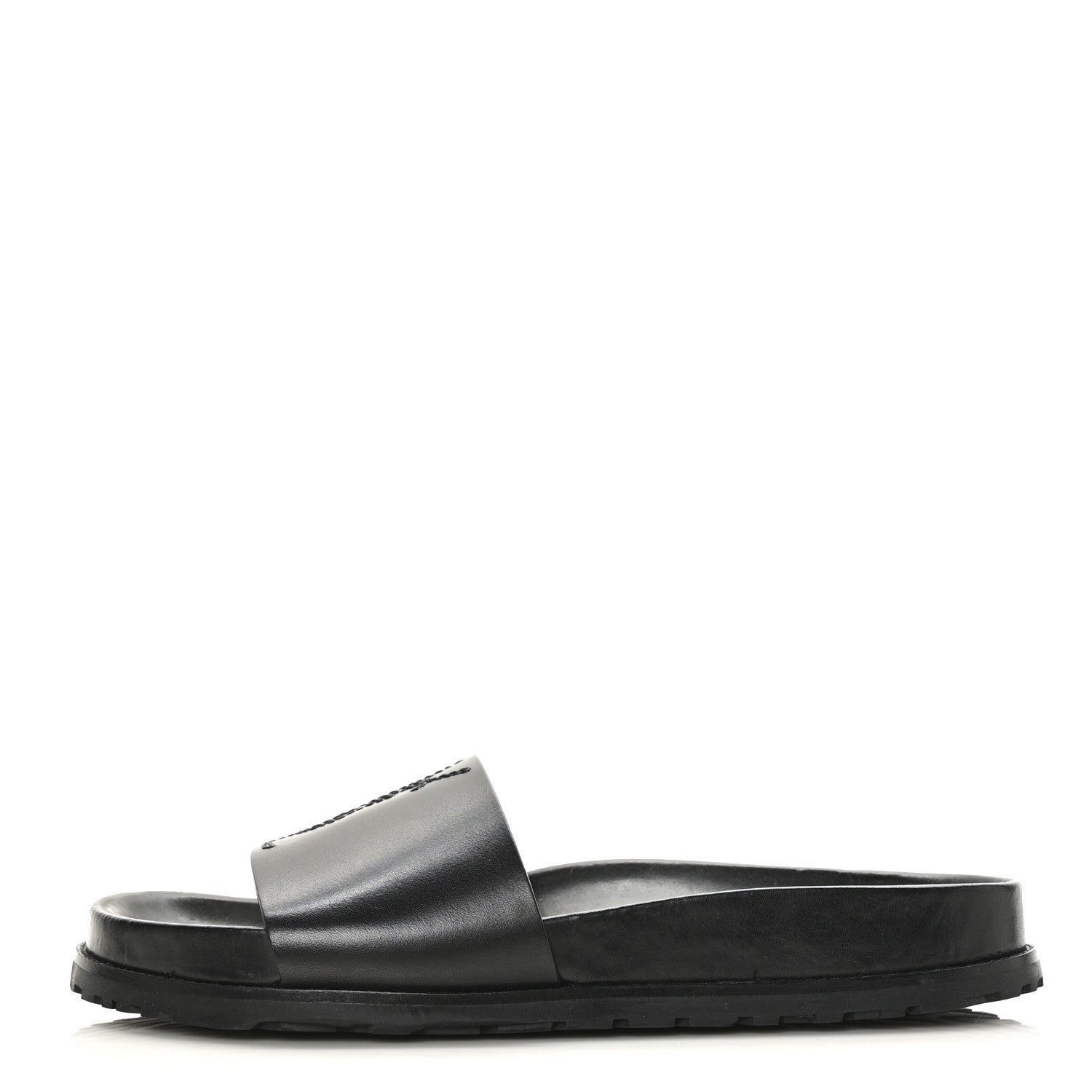 Saint Laurent Calfskin Monogram Jimmy Joan Slide Sandals 37 Black 1 of 8