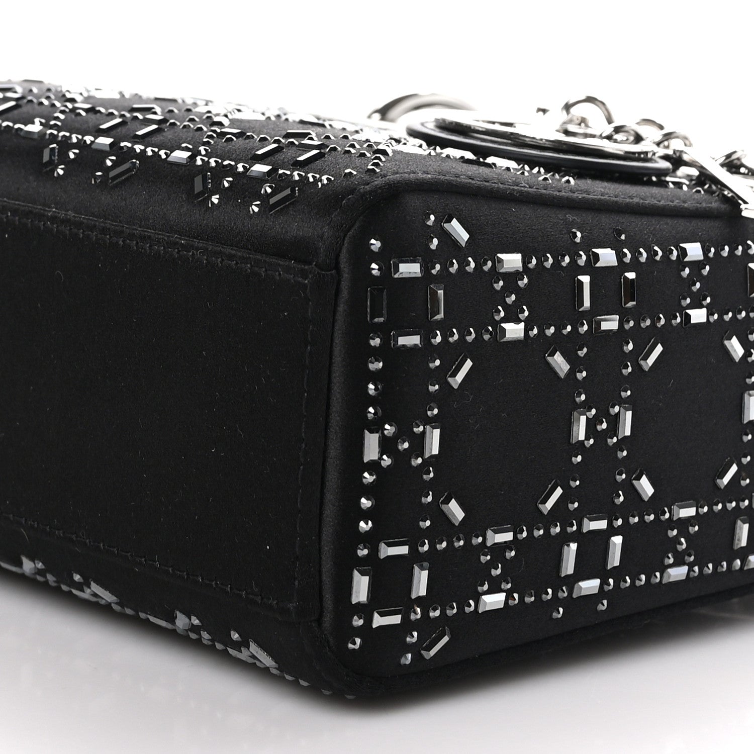 Christian Dior Satin Crystal Cannage Mini Lady Dior Black 8 of 9
