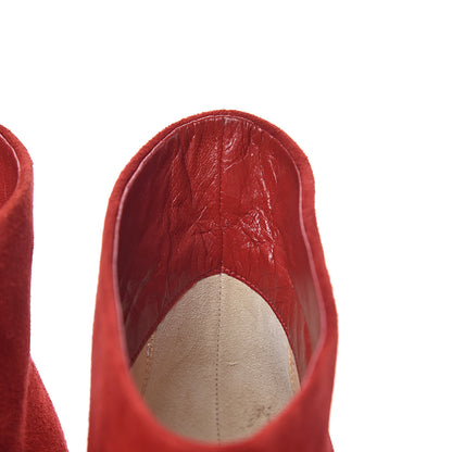 Christian Louboutin Veau Velours Ankle Boots 35.5 Carmin 10 of 12