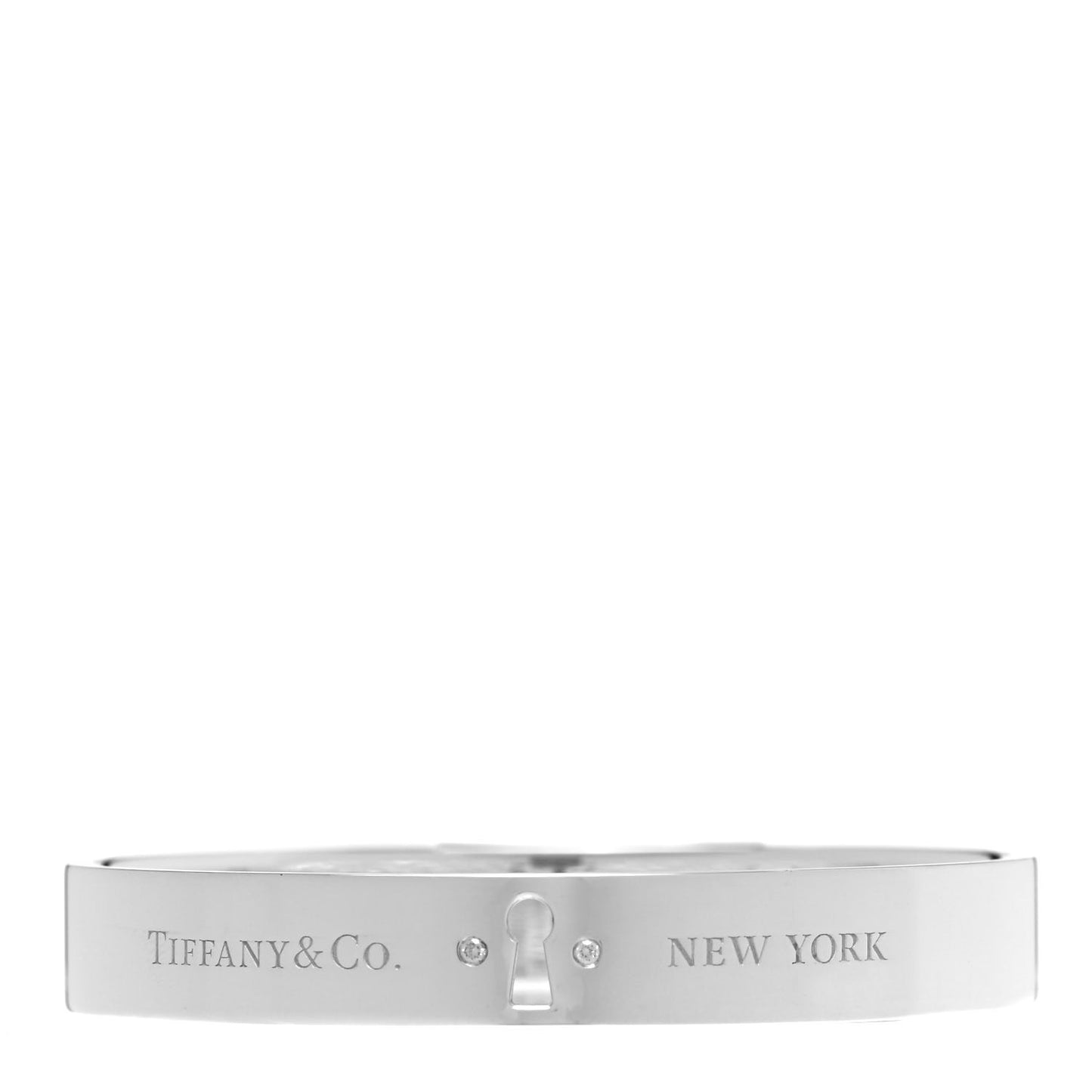 Sterling Silver Diamond Narrow Locks Bangle Bracelet