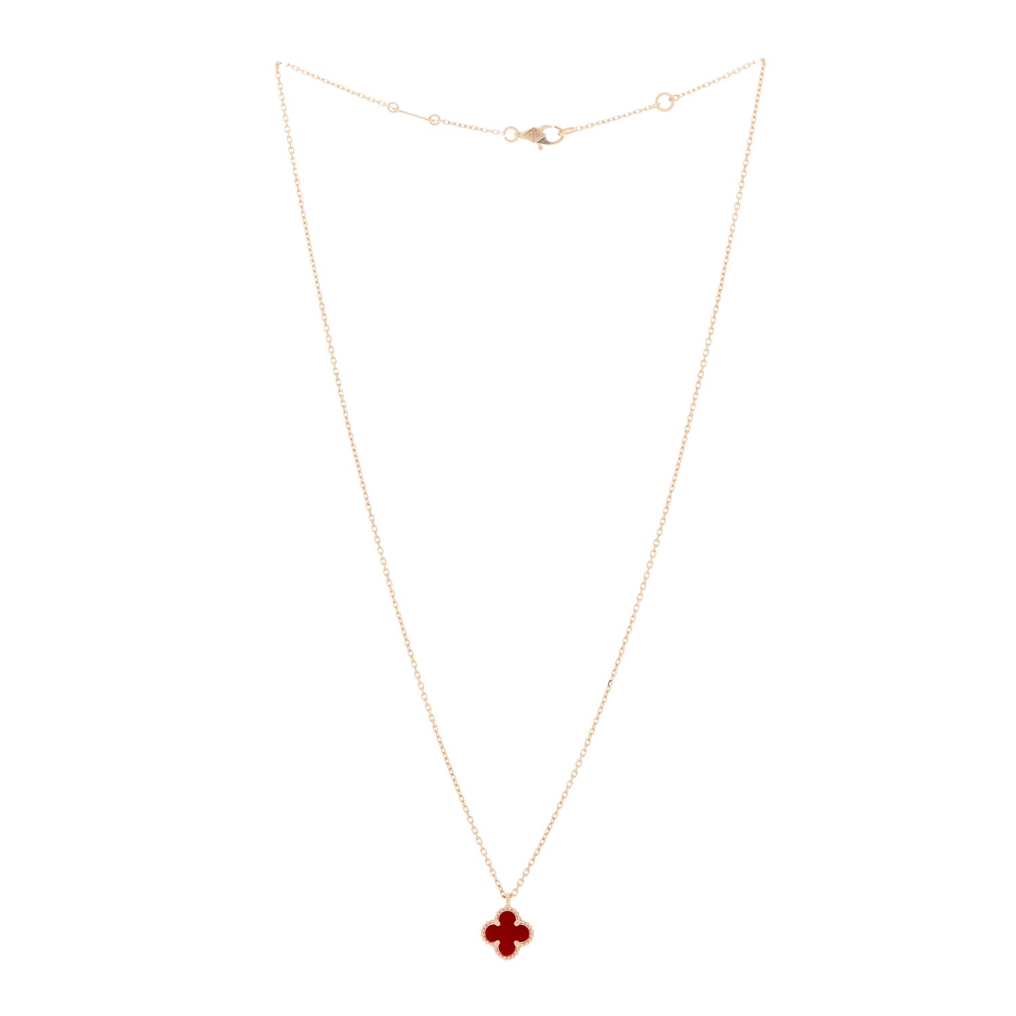 18K Rose Gold Carnelian Sweet Alhambra Pendant Necklace