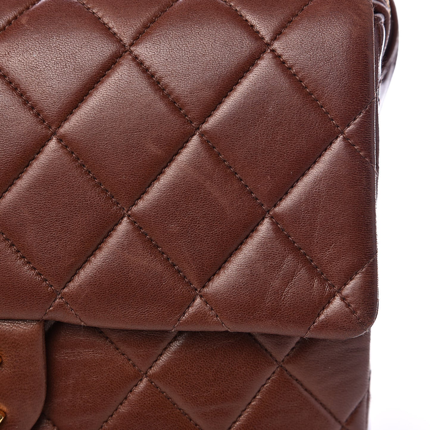 Lambskin Quilted Backpack Brown