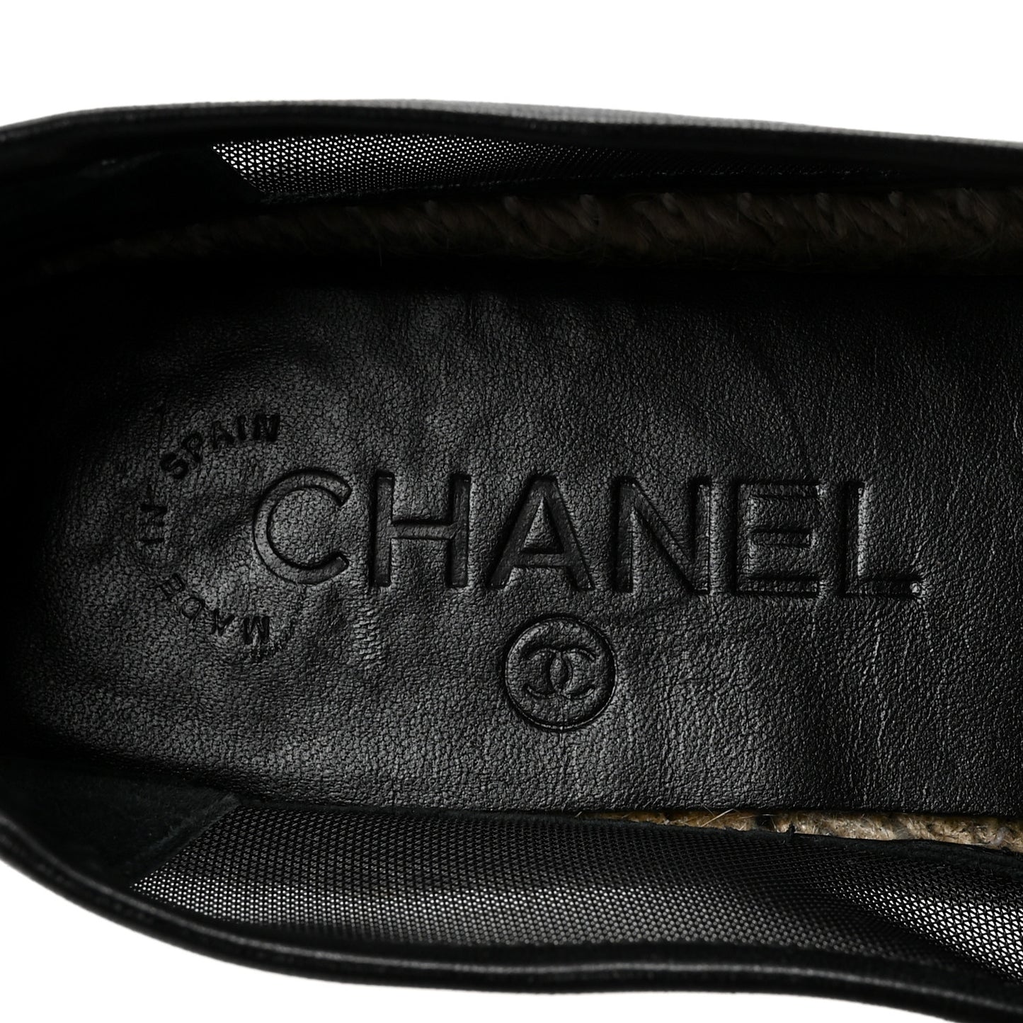 Mesh Grosgrain CC Espadrilles 36 Black