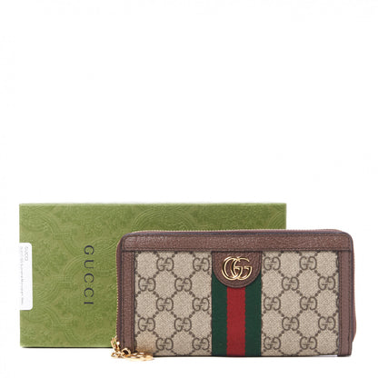 Gucci GG Supreme Monogram Web Ophidia Zip Around Wallet Brown 9 of 9
