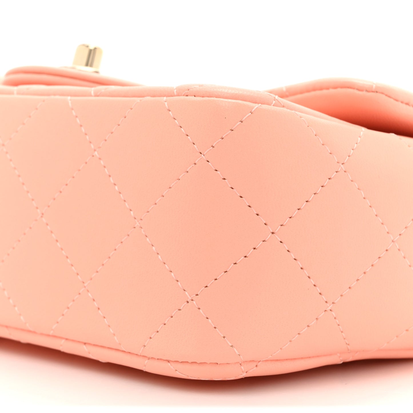 Lambskin Quilted Mini Rectangular Flap Light Orange