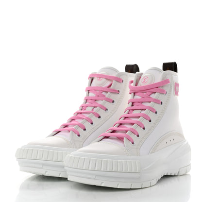 Louis Vuitton Canvas Monogram LV Squad Sneaker Boots 36.5 Pink White 3 of 9
