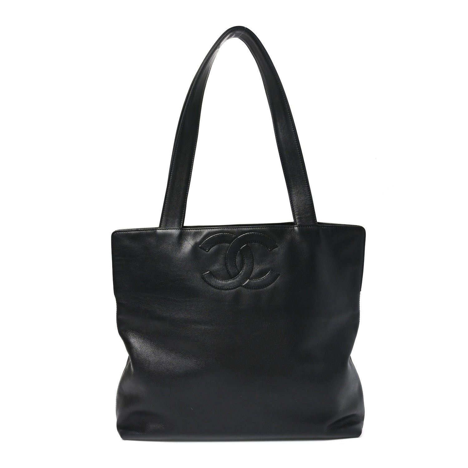 Chanel Calfskin Embossed CC Shoulder Bag Black 1 of 10