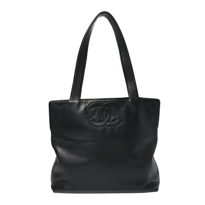 Chanel Calfskin Embossed CC Shoulder Bag Black 1 of 10