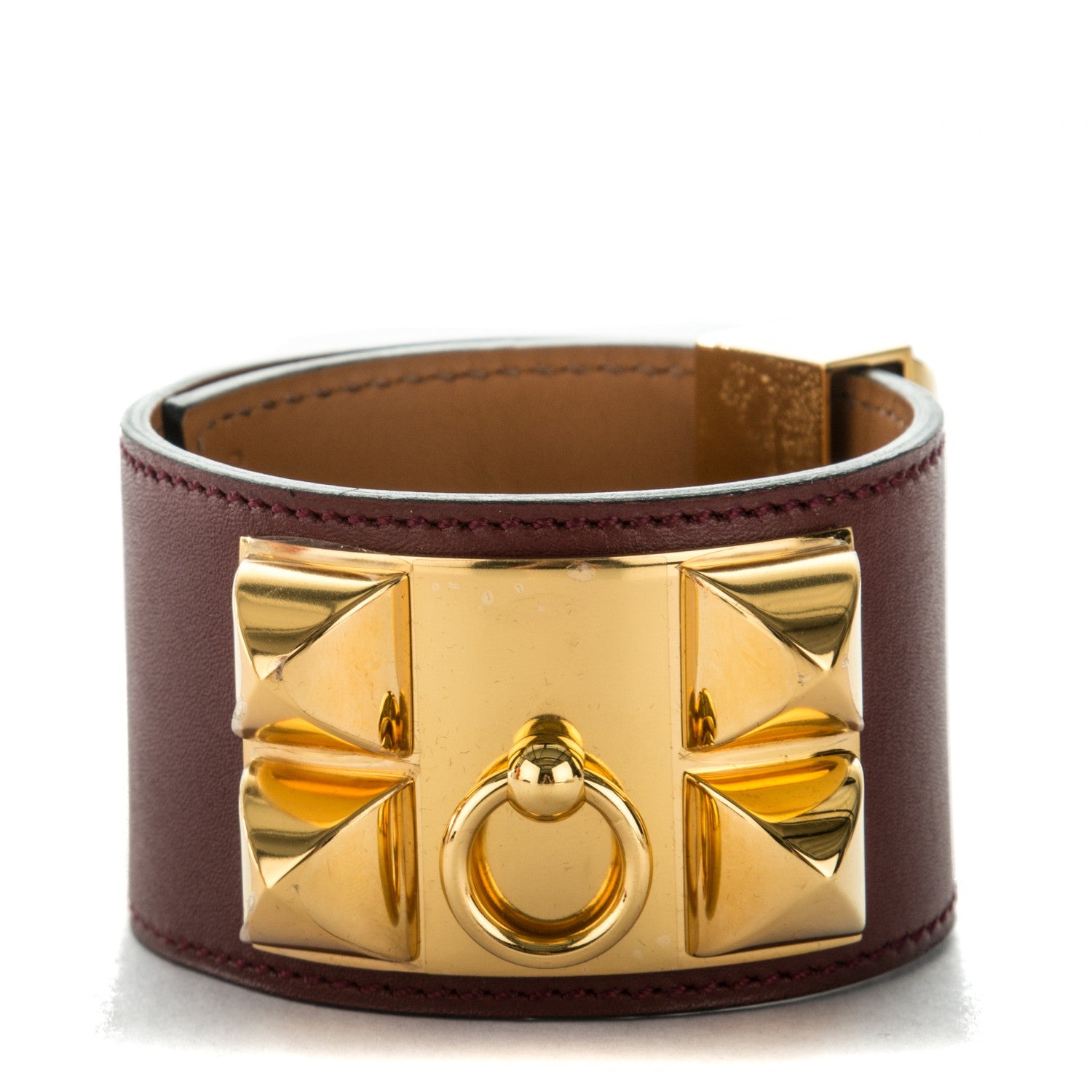 Hermes Tadelakt Collier De Chien CDC Bracelet L Rouge H 1 of 7