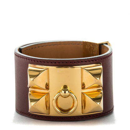 Hermes Tadelakt Collier De Chien CDC Bracelet L Rouge H 1 of 7