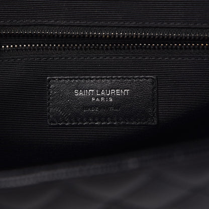 Saint Laurent Grain De Poudre Textured Mixed Matelasse Large Triquilt Monogram Monochrome Satchel Black 7 of 11