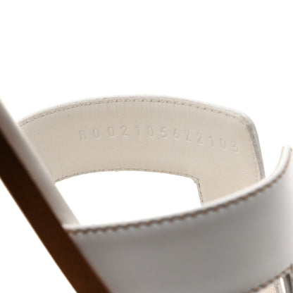 Hermes Box Calfskin Oran Sandals 37.5 White 6 of 9