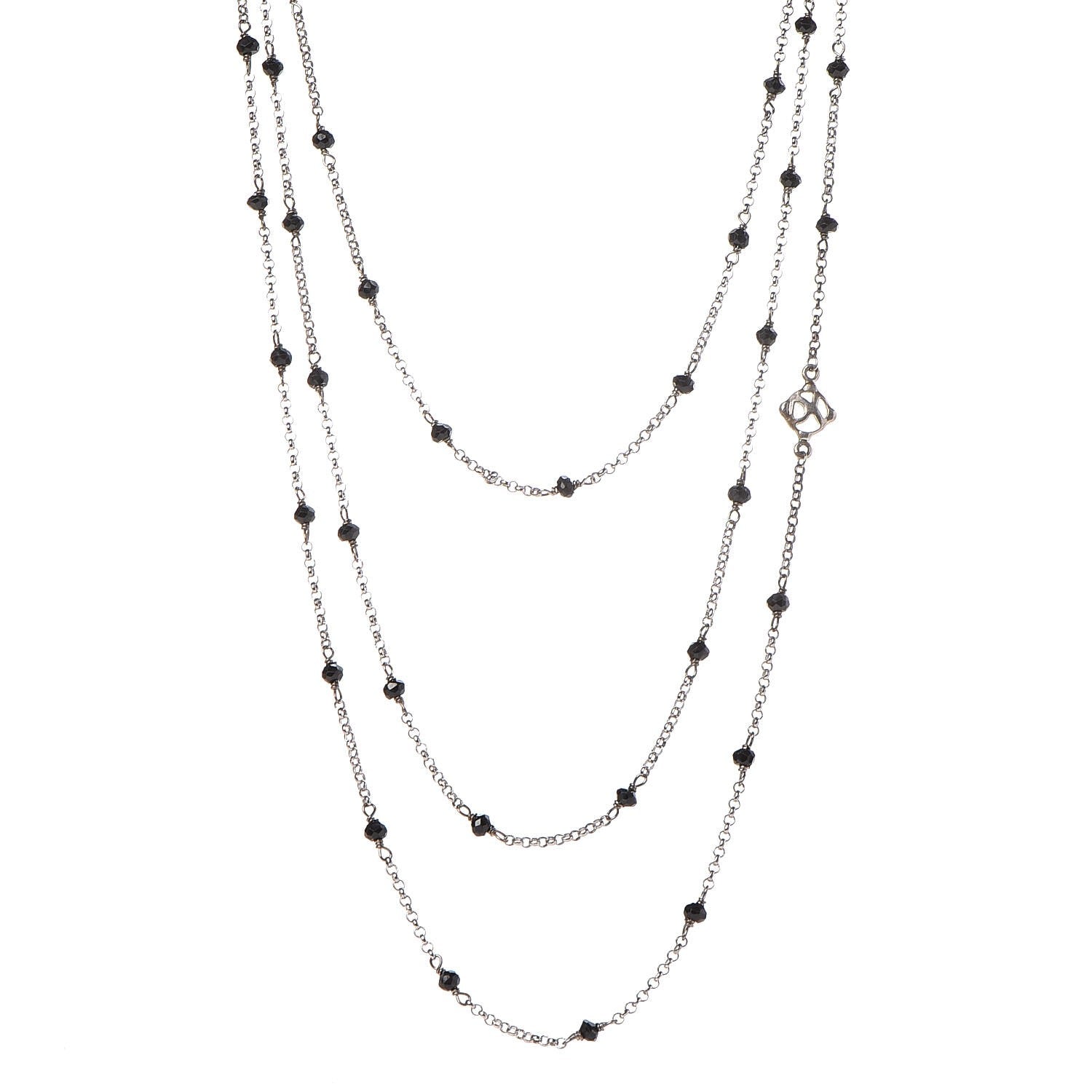 David Yurman Sterling Silver Black Onyx Station Chain Necklace 1 of 5