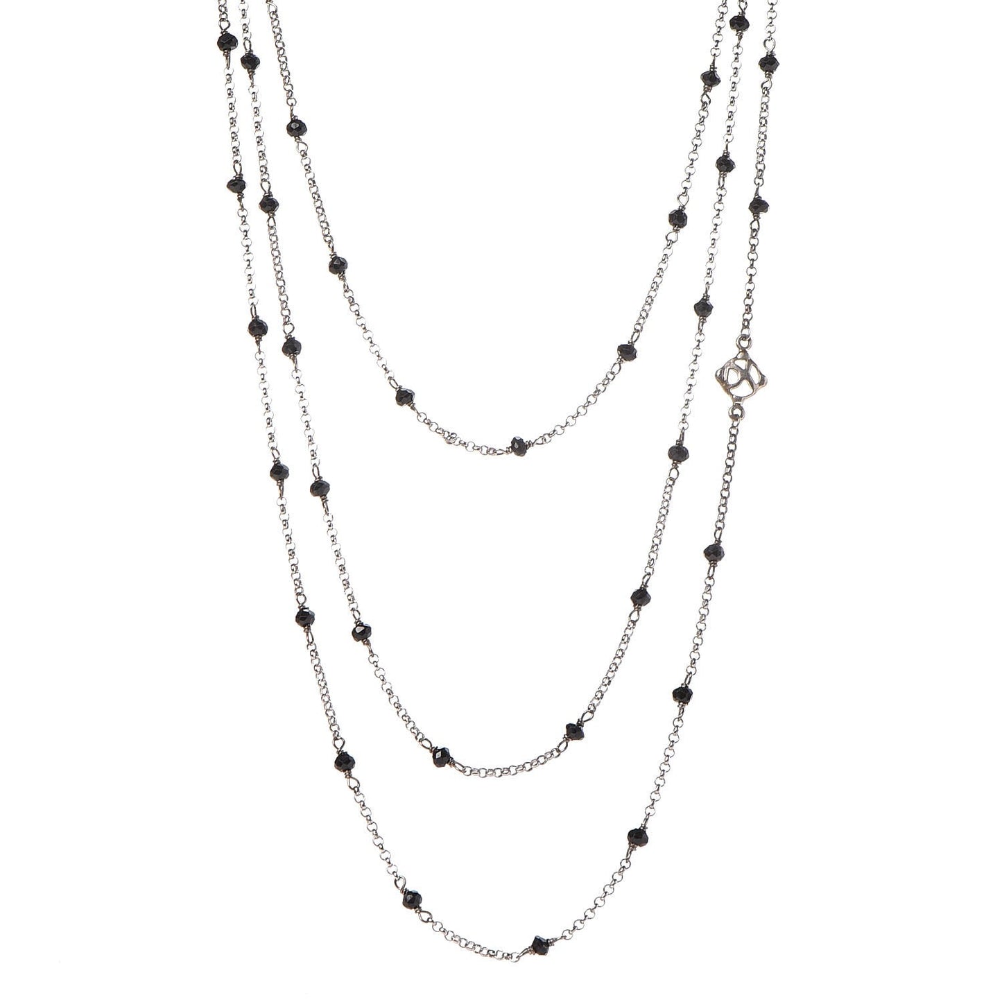 Sterling Silver Black Onyx Station Chain Necklace