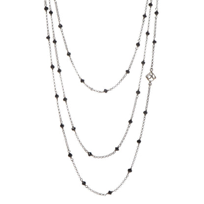 David Yurman Sterling Silver Black Onyx Station Chain Necklace 1 of 11