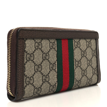 Gucci GG Supreme Monogram Web Ophidia Zip Around Wallet Brown 3 of 9