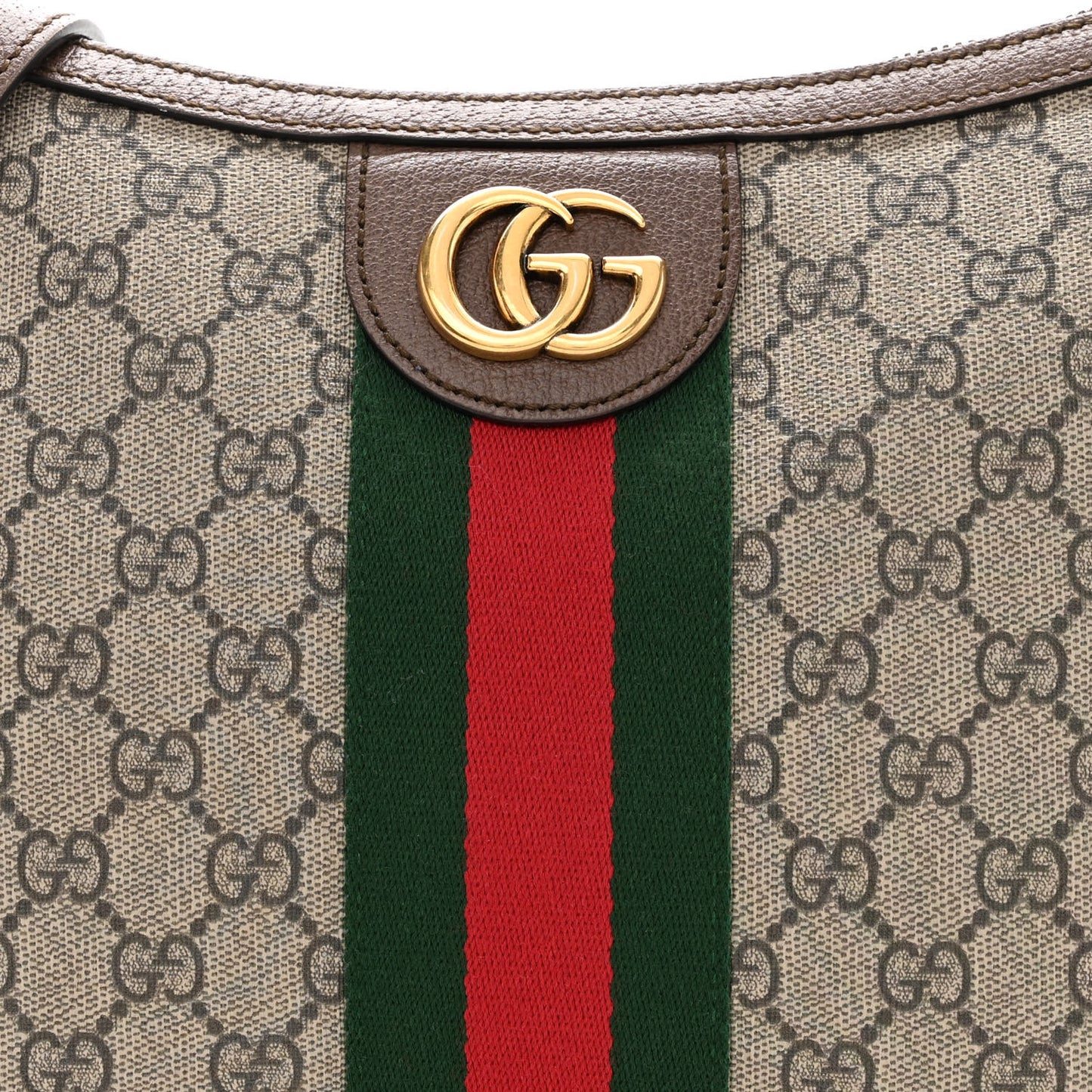 GG Supreme Monogram Web Small Ophidia Half Moon Hobo Brown