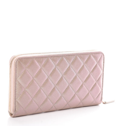 Chanel Iridescent Caviar Quilted Long Zip Around Wallet Beige 3 of 9