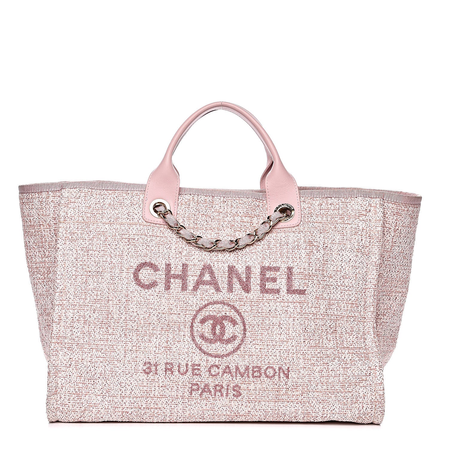 Chanel Straw Lurex Large Deauville Tote Pink 1 of 19