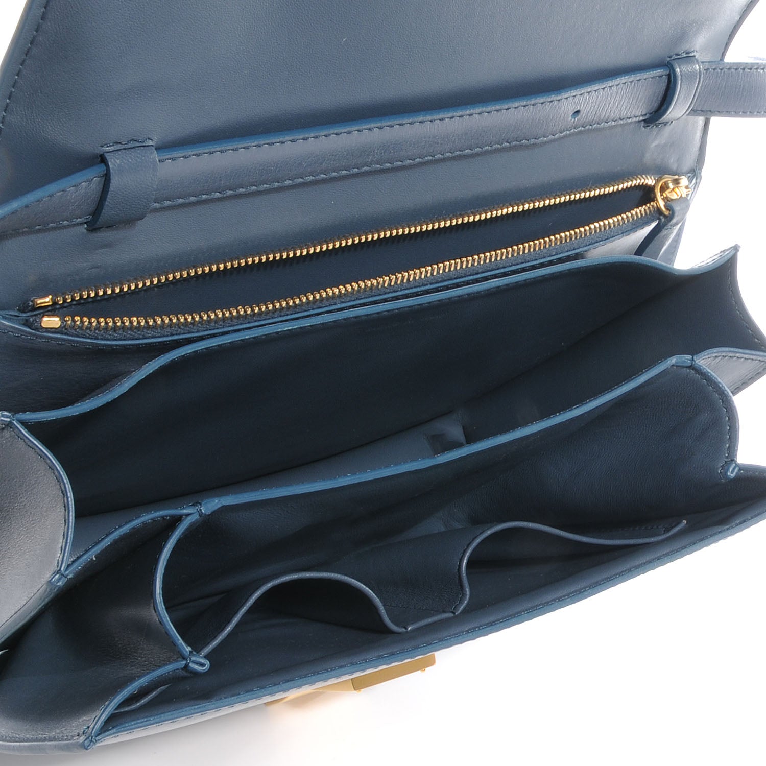 Celine Leather Medium Classic Box Flap Bag Slate Blue 5 of 8