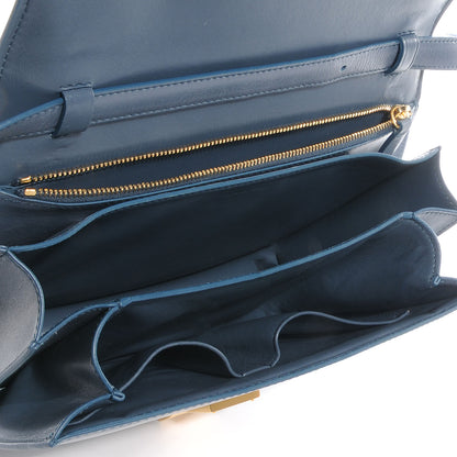 Celine Leather Medium Classic Box Flap Bag Slate Blue 5 of 8