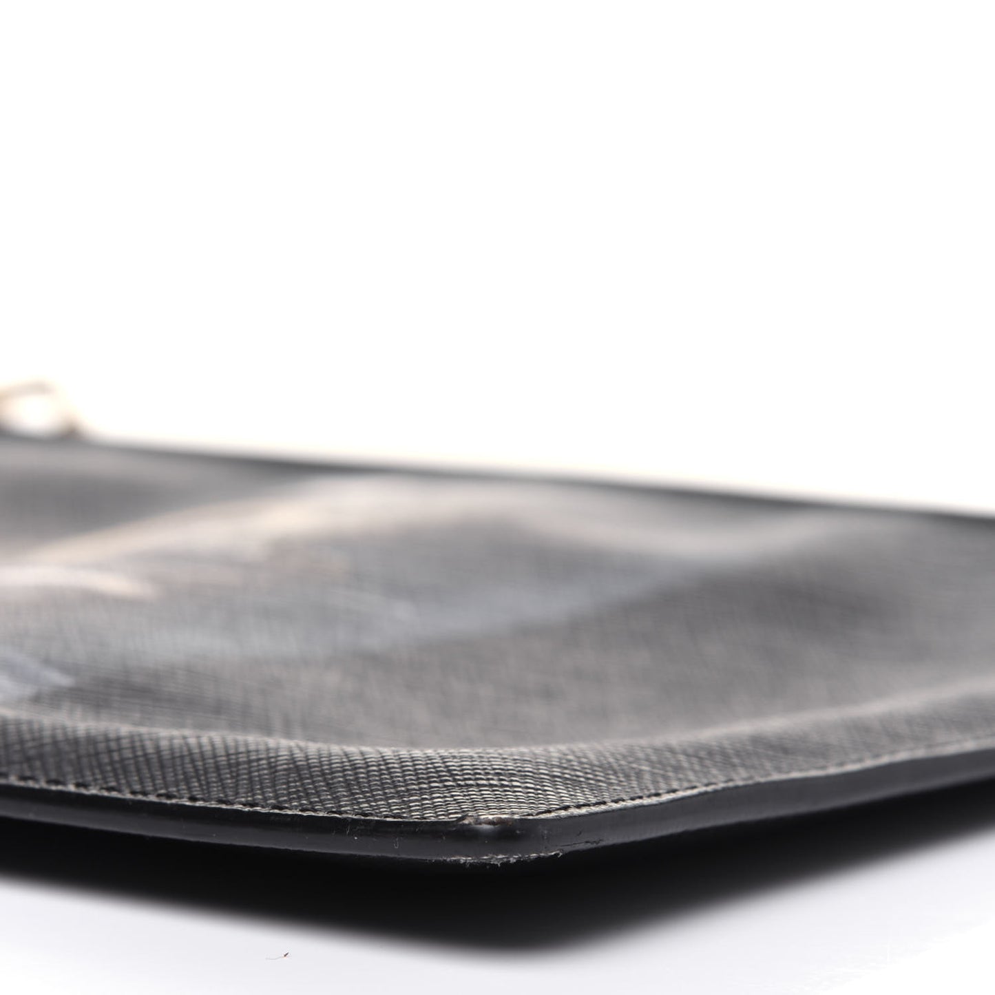Textured Coated Canvas Madonna Print Large Flat Zip Pouch