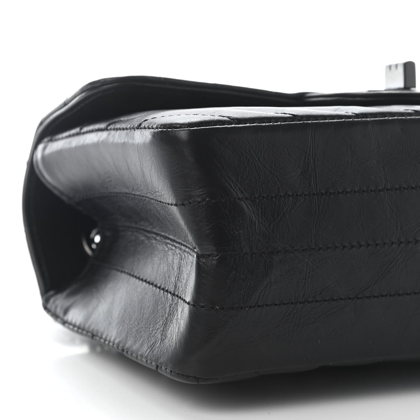 Aged Calfskin Chevron Quilted 2.55 Reissue Mini Flap So Black