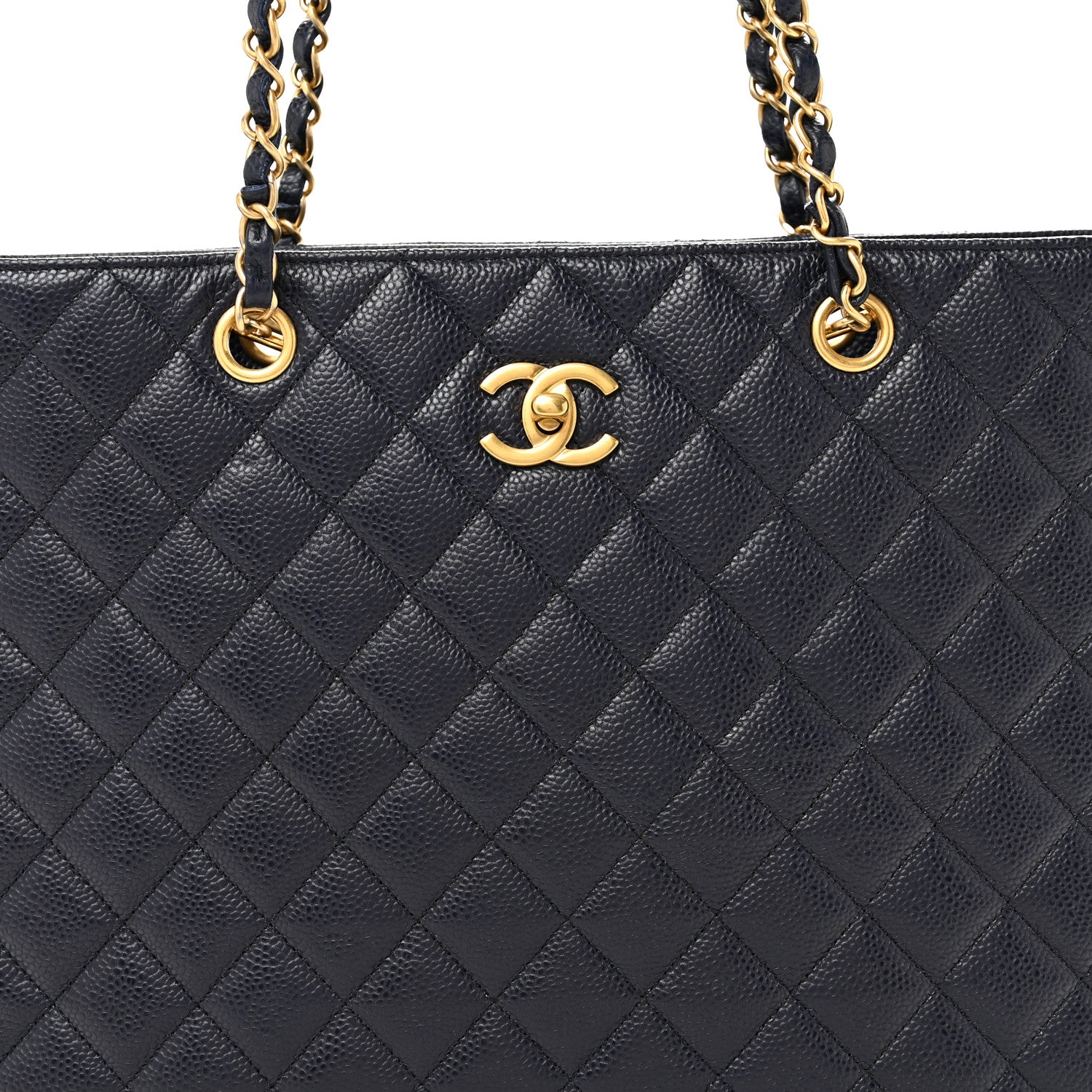 Chanel Caviar Quilted Large CC Shopping Tote Navy 8 of 12