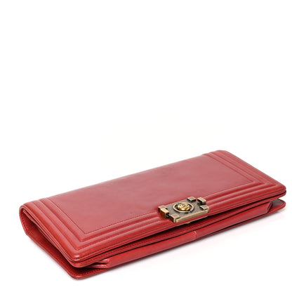 Chanel Glazed Calfskin Jumbo Boy Clutch Red 4 of 7