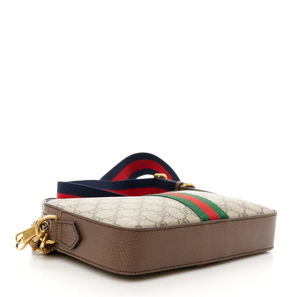 Gucci GG Supreme Monogram Textured Dollar Calfskin Web Ophidia Wristlet Shoulder Bag Beige Ebony New Acero 4 of 11