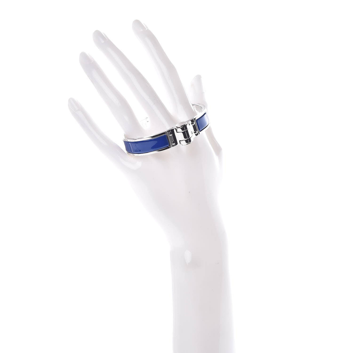 Hermes Enamel Charniere Uni Narrow Hinged Bracelet S Bleu Royal 2 of 7