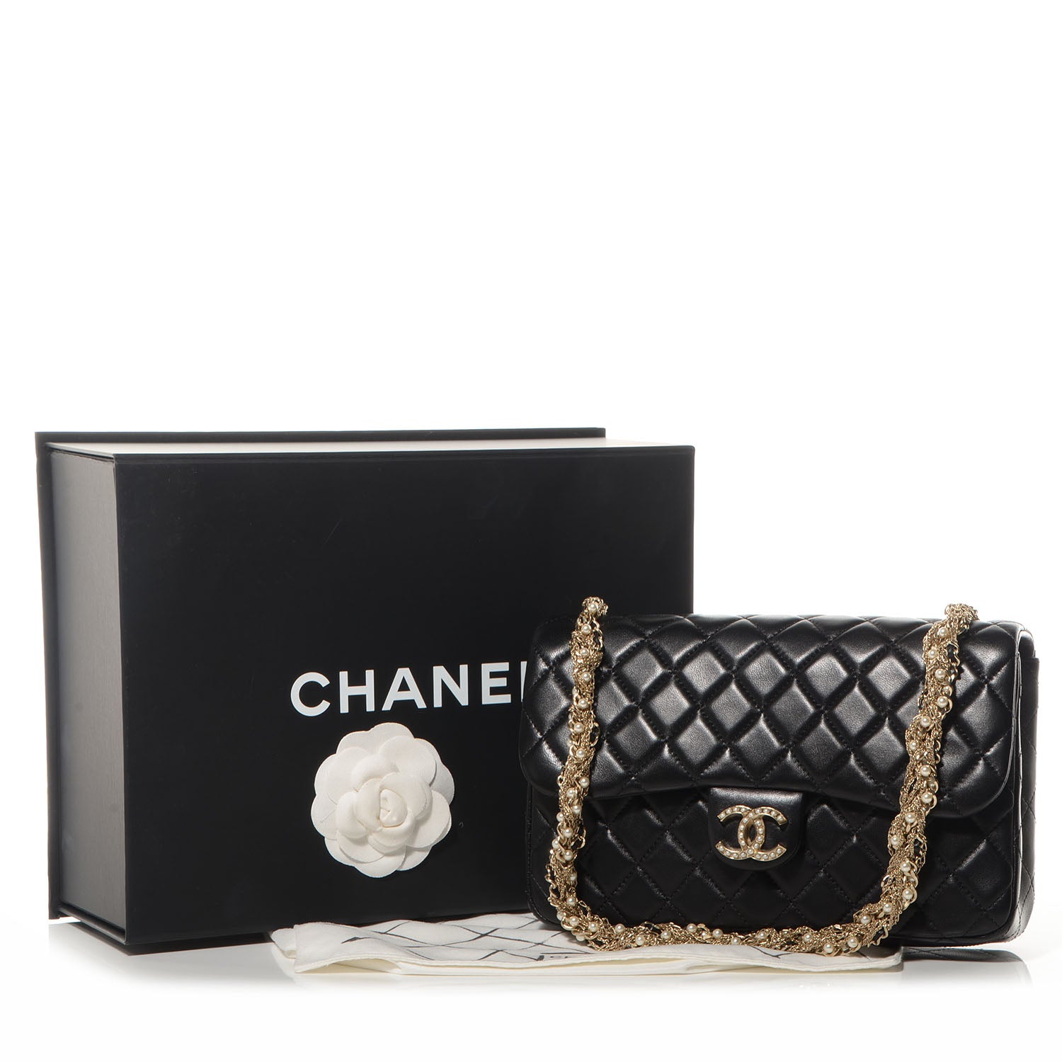 Chanel Lambskin Medium Westminster Pearl Flap Black 8 of 8