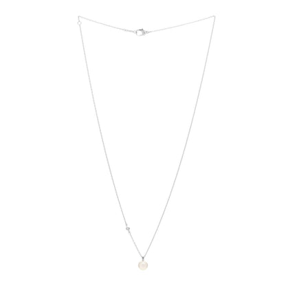 Mikimoto 18K White Gold Diamond Akoya Pearl 7mm Station Pendant Necklace 2 of 3