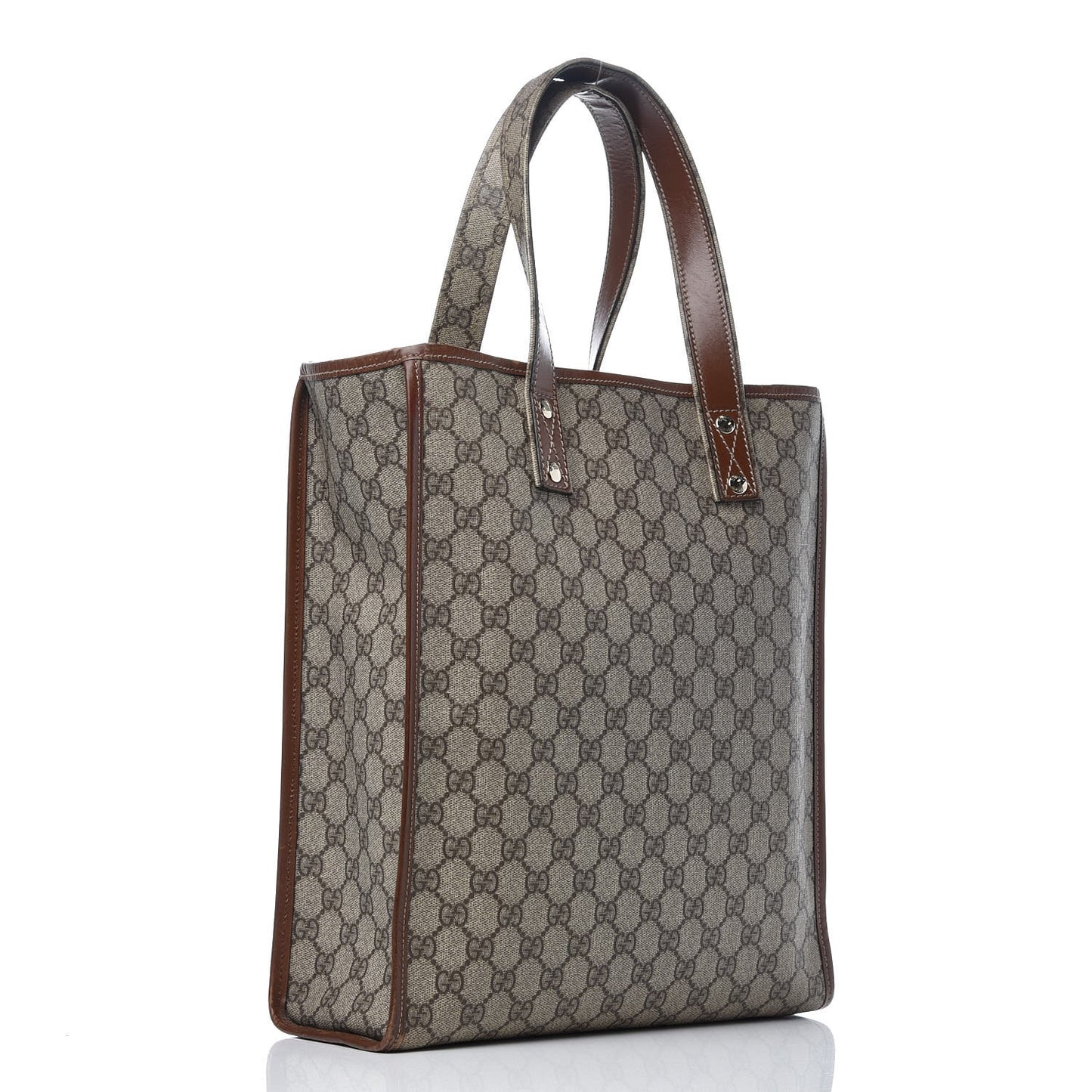 GG Plus Monogram Small Signature Web Loop Vertical Tote Light Brown