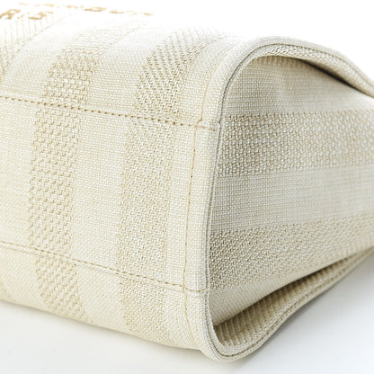 Chanel Straw Raffia Calfskin Striped Small Deauville Tote Beige 9 of 11