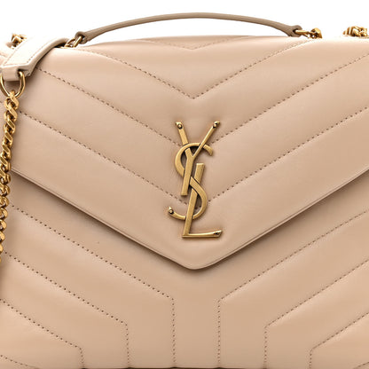Saint Laurent Calfskin Y Quilted Monogram Small Loulou Chain Satchel Dark Beige 8 of 10