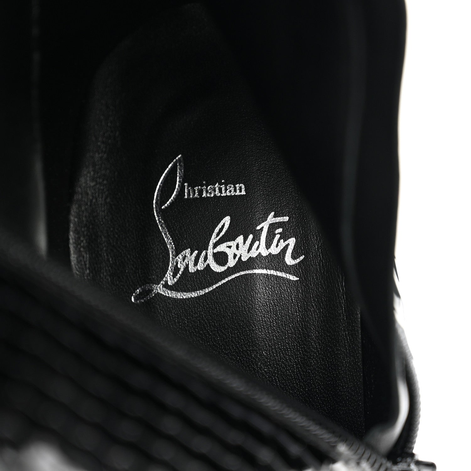 Christian Louboutin Patent Black Bird Embossed Alta Botta 100 Tall Boots 38.5 Black 7 of 7