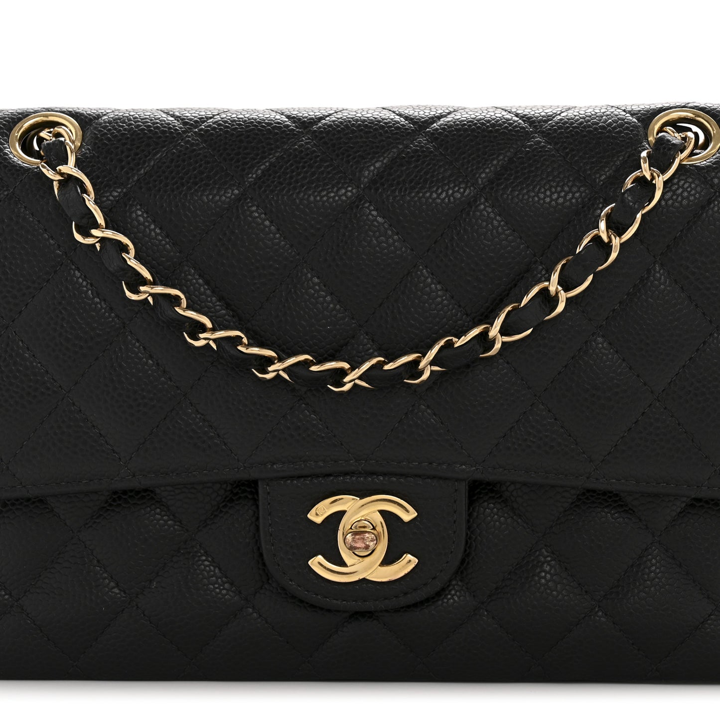 Caviar Quilted Medium Double Flap Black