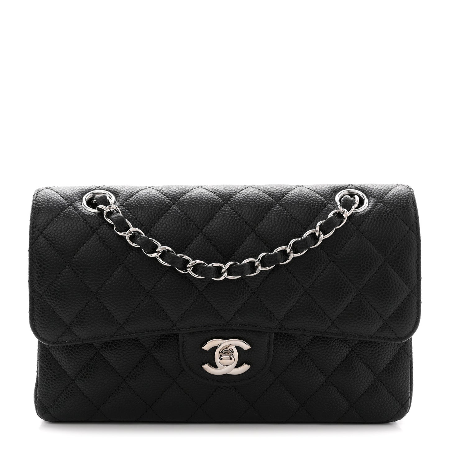Caviar Quilted Small Double Flap Black