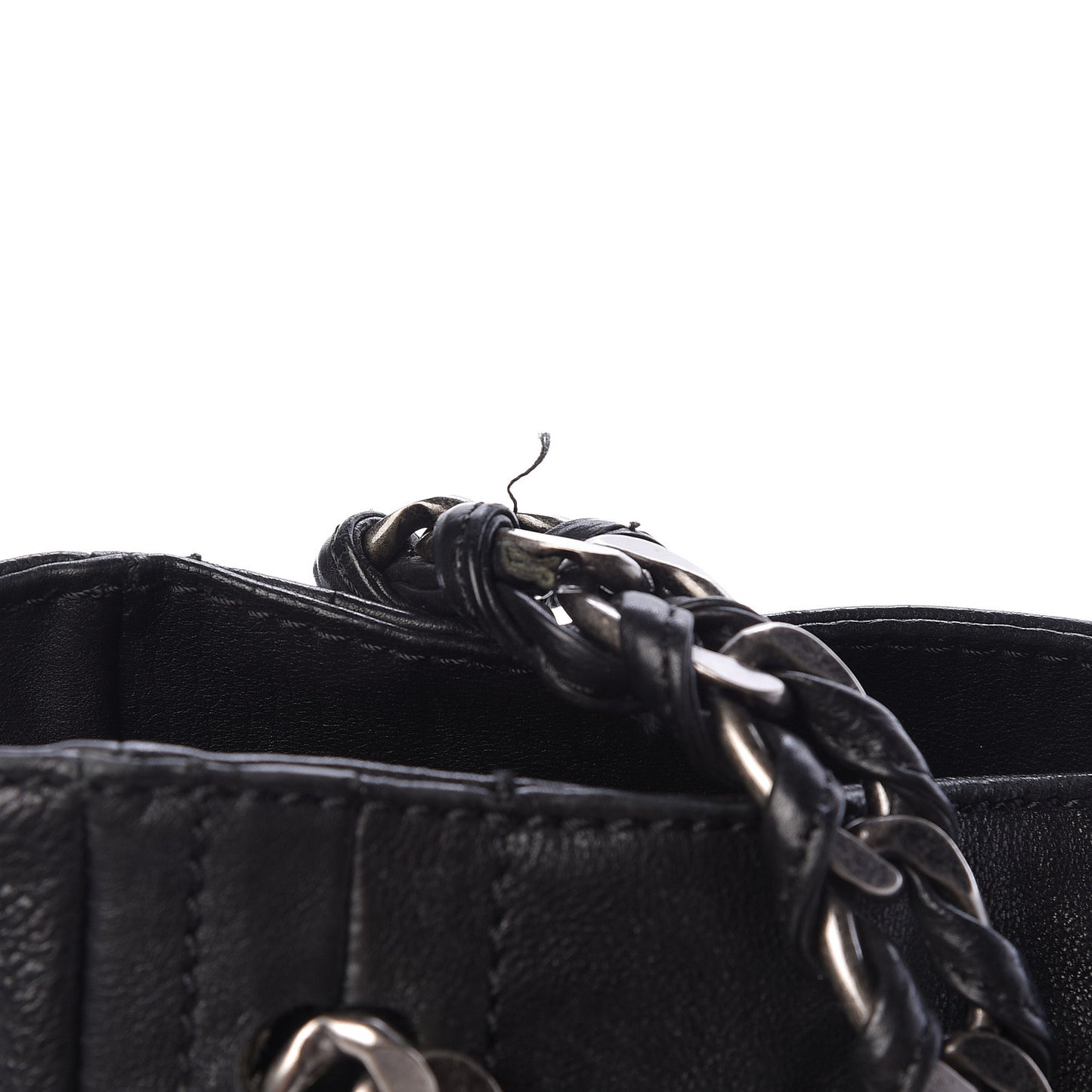 Glazed Calfskin Modern Chain Tote Black