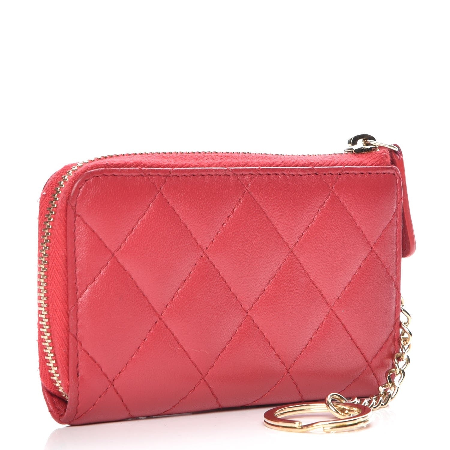 Chanel Lambskin Quilted Key Holder Case Red 5 of 8